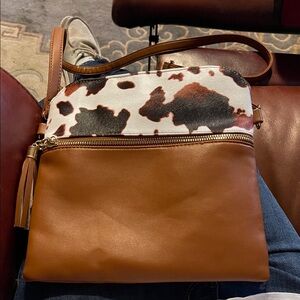 Brown and White Women's Crossbody Bag